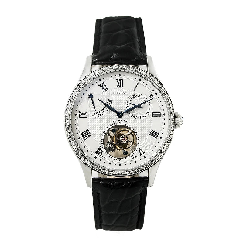 Free Ship Stock Luxury Seagull ST8001 Movement Skeleton Tourbillon Mechanical Diamond Sapphire Manual Winding Watch Man for Sale