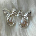 E2352 7-8mm DIY Natural Freshwater Pearl Charm Earrings Mounting Accessory 925 Sterling Silver Gold Plated Jewelry