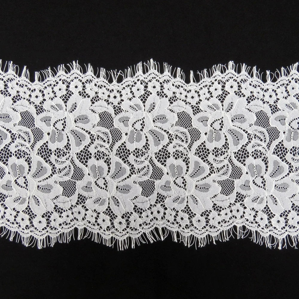Elegant Eyelash Lace Embroidered Bridal Lace Trim White With Cord LT2170B
