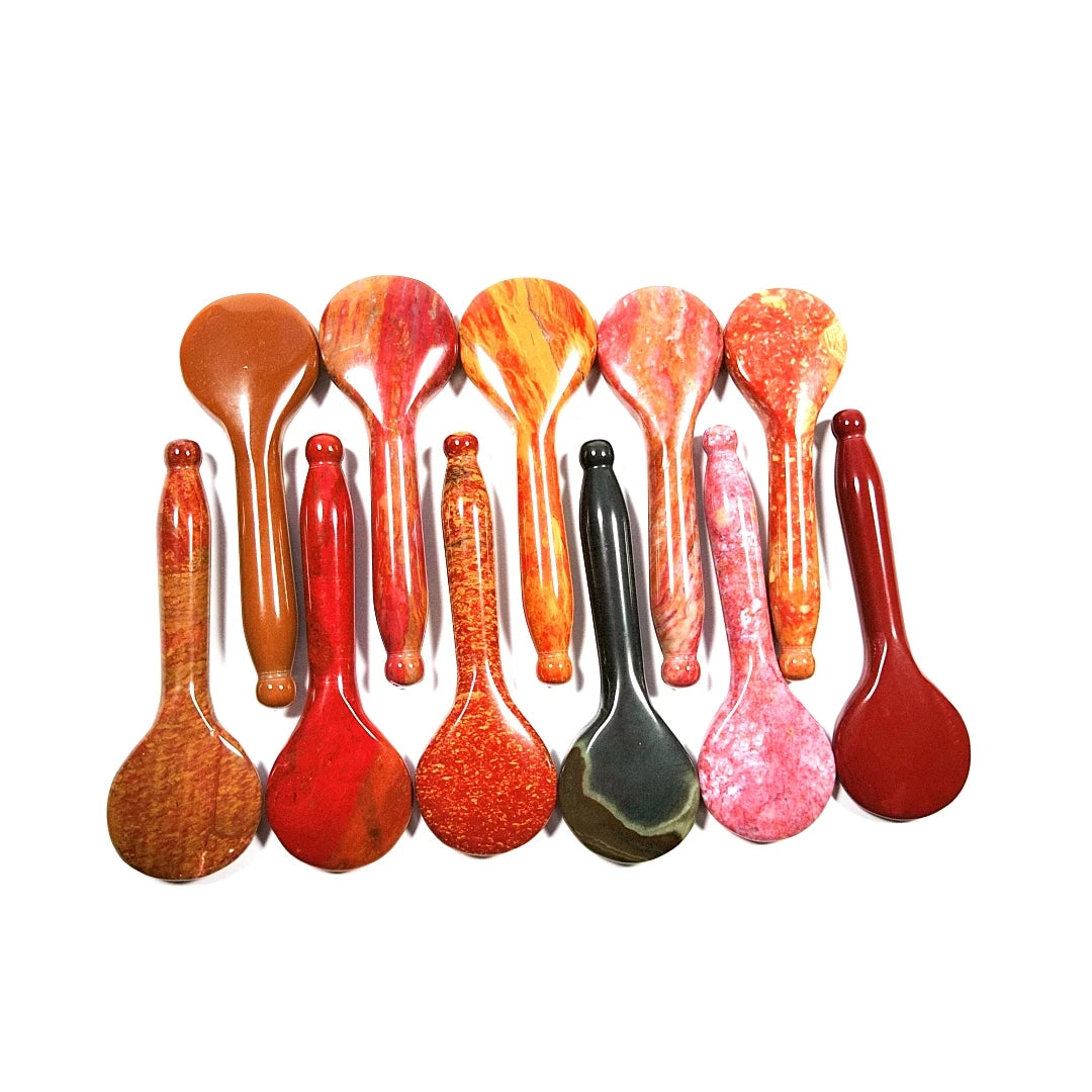 HY Natural crystal beauty mookaite jasper spoon gua sha scrapping massage stones