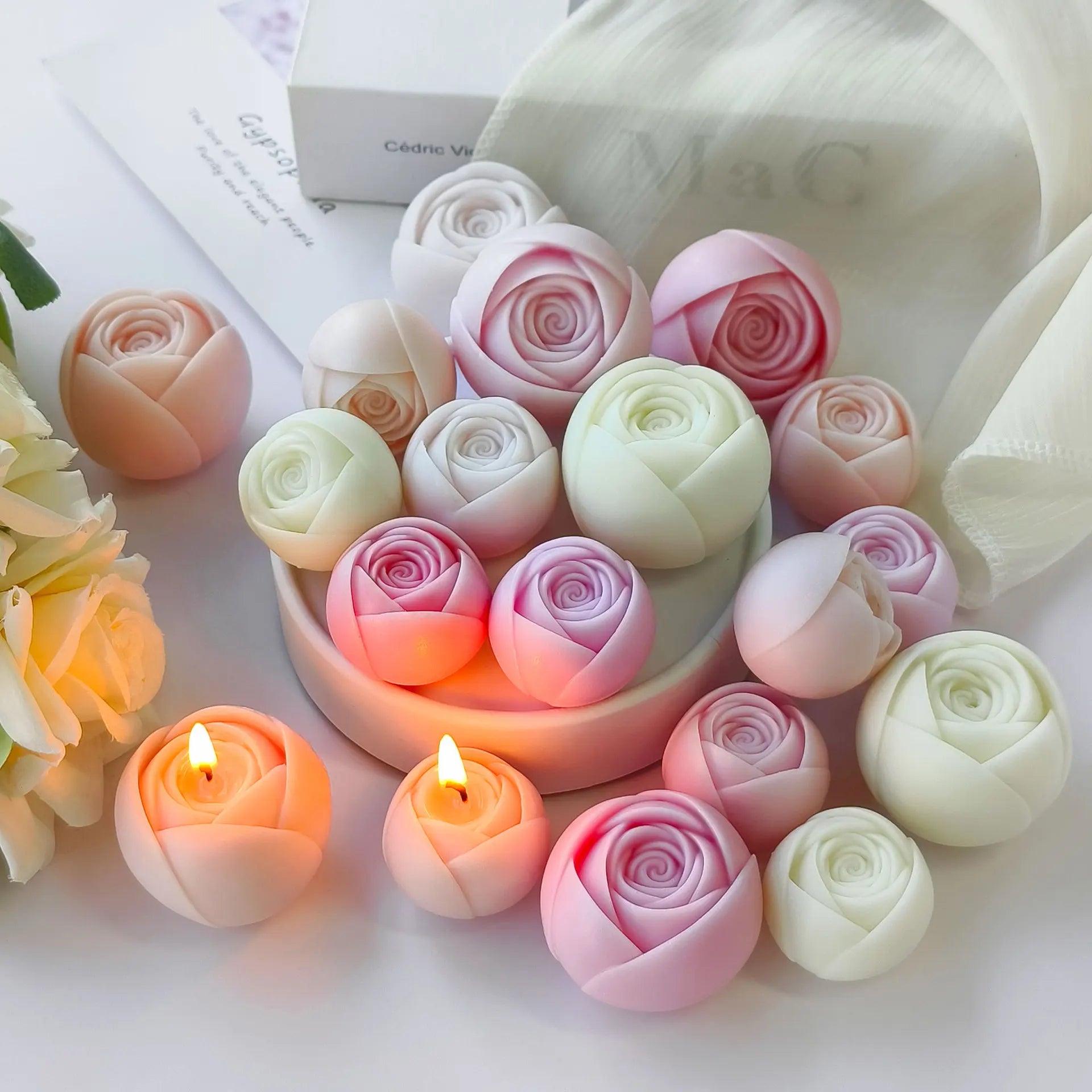2025 Valentine's Day 3D DIY Rose Candle Mold Flower Silicone Candle Mold for Candle Making