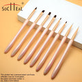 Pink Acrylic Handle Short Painting Long Liner Nail Brush Gel Oval Round Flat Slanted 3D Durable Nylon Brush Nails Metal Gun 3pcs