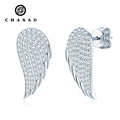 Wedding Jewelry Sparkling 0.40ctt Full Moissanite Stud Earring Exquisite Angel Wings Earrings for Girls Friend Women