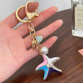 Creative Summer Beach Delicate Whelk Sea Shell Keyring Alloy Inlaid Diamond Conch Shell Hanging Decoration Small Gifts