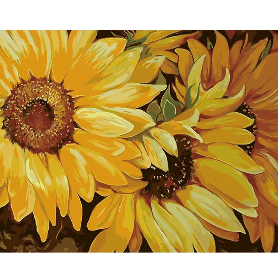 Sunflower Landscape Paint by Numbers for Adults Easy Acrylic DIY Coloring with Numbers Home Decoration for Beginners