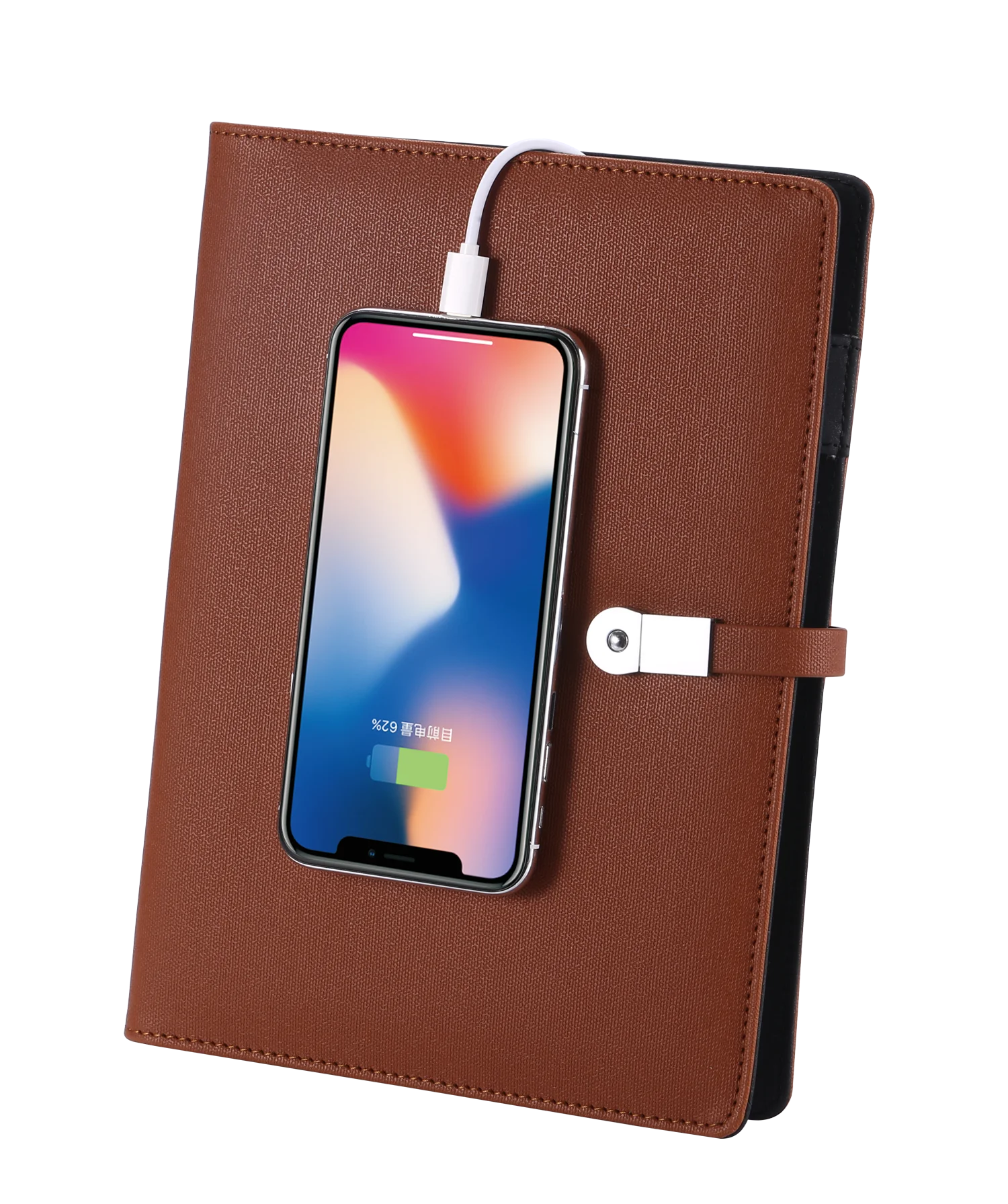 Most Popular Innovative Electronic Product Ideas A5 PU Leather Loose Leaf Paper Notebook with Power Bank USB Flash for Christmas