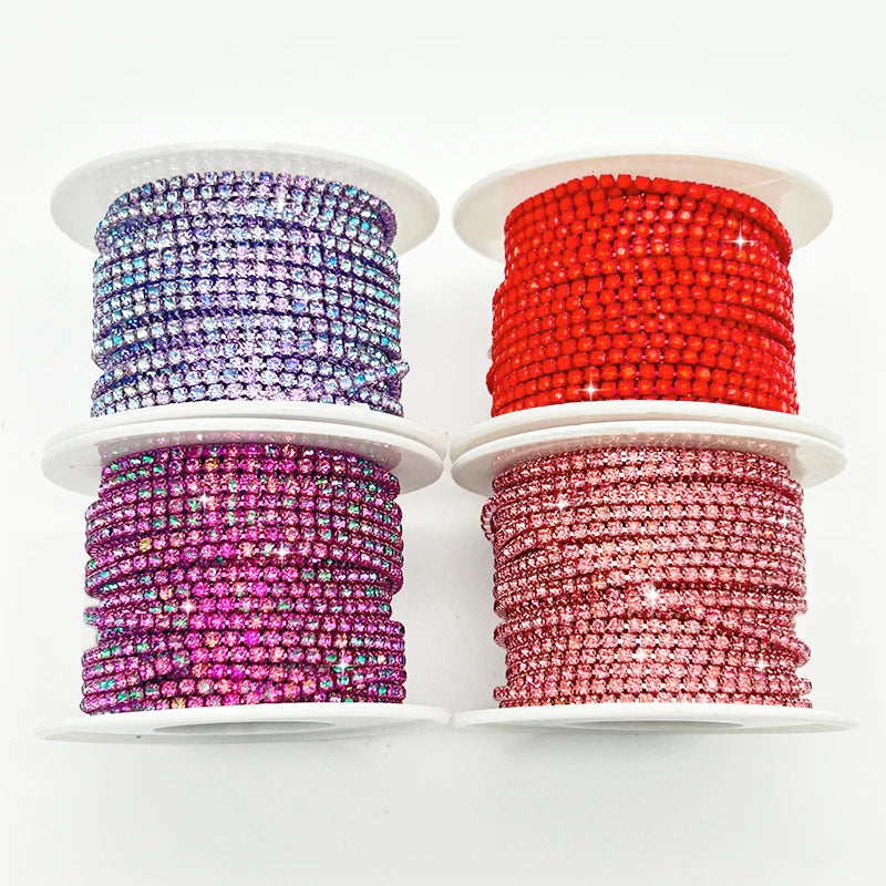 Wholesale 3 mm Crystal Rhinestone Chain Cup Rhinestone Roll Rhinestone Applique Trim Chain