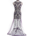 Factory Heavy Beading High End Fashion Party Crocheted Purple clear Dress Crystal Bodice Applique Patch WDP-174