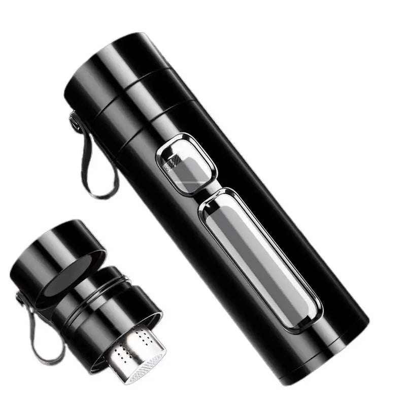 FX Factory Custom Logo Portable Stainless Steel Tea Maker Bottle Double Wall Glass With Water Separation Filter Sports Promotion