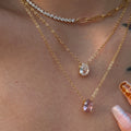 Dazan HOT New 18k Pvd Gold Plated Stainless Steel Minimalist Noble Green Colorful Water Drop Zircon Pendant Necklace for Women