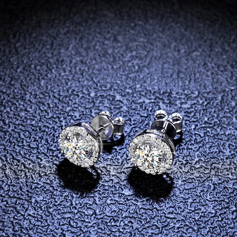 Fashion Women Luxury Stud Earrings Screw Back 925 Sterling Silver D Color VVS White Moissanite Earring
