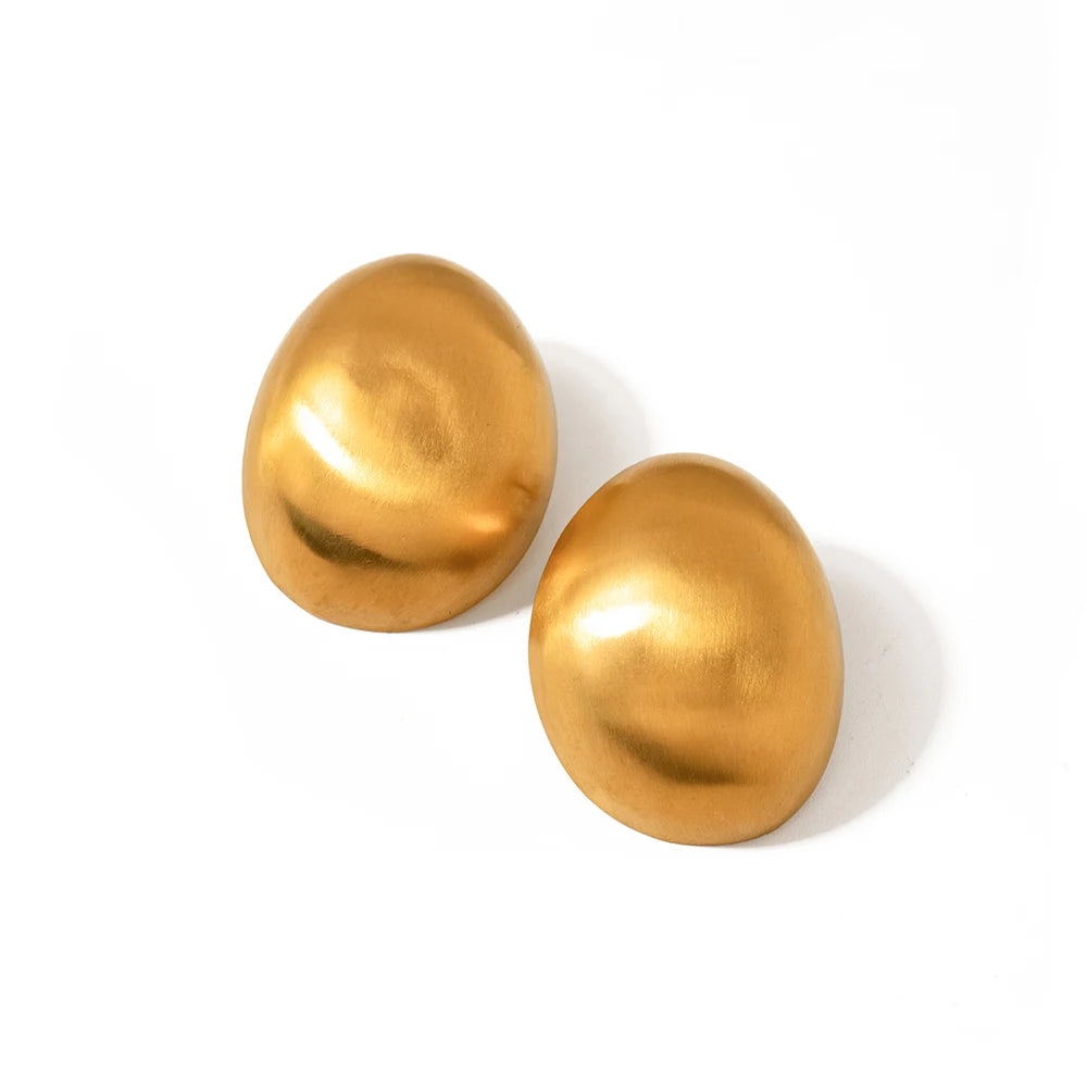 J&D Low Key Luxury Earrings Women Stainless Steel Brushed Finish 18K Gold Plated Hoop Stud Earrings