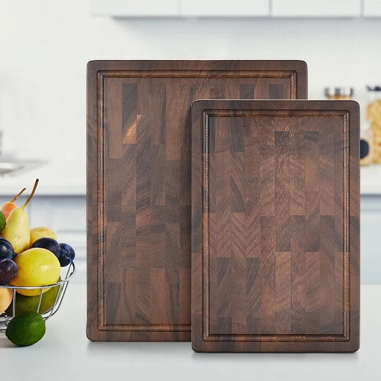 American Teak Round Reusable Cutting Board for Home Kitchen with Juice Groove and Single Piece Packaging Butcher Block
