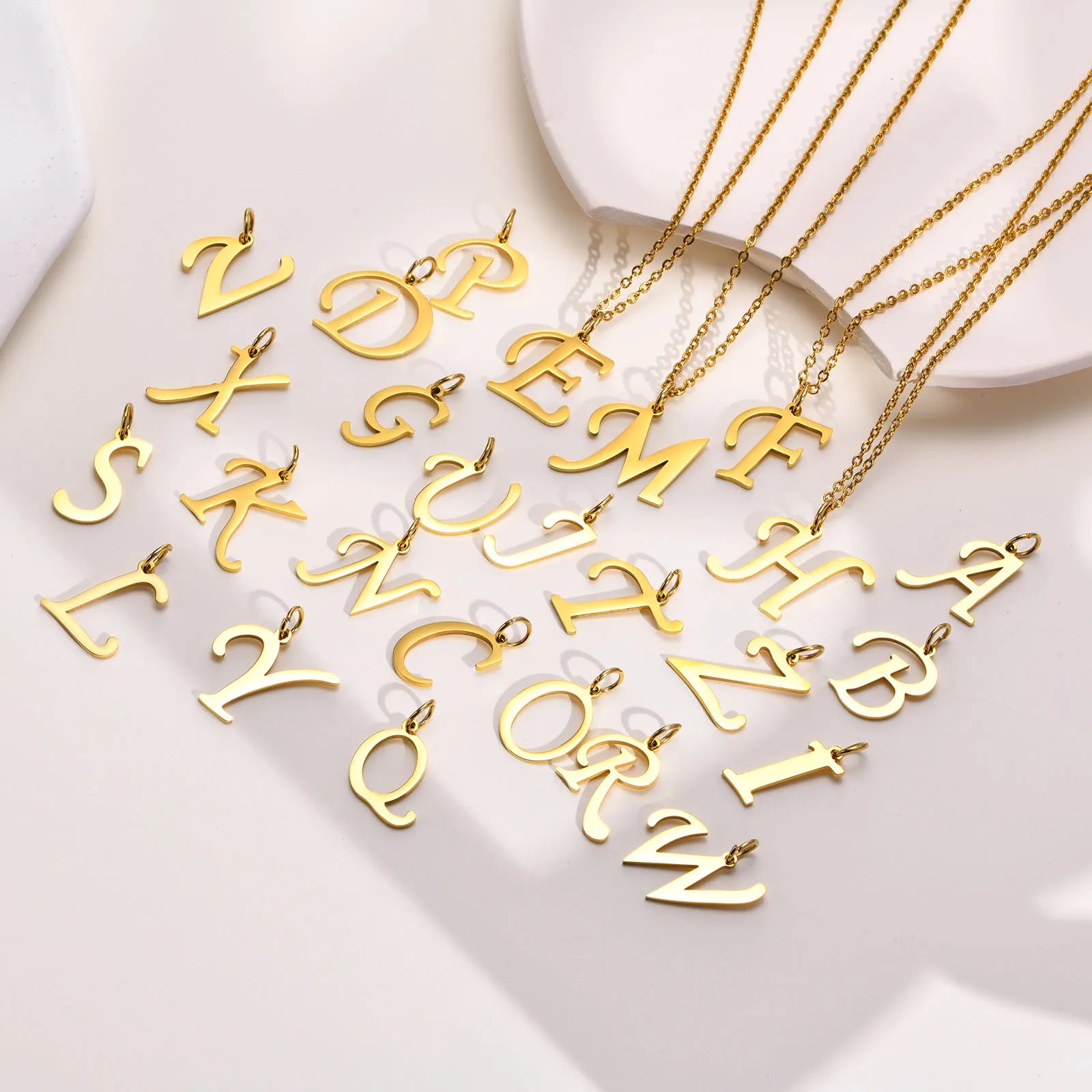 Instyle Bijouterie Women's 18K Gold Plated Stainless Steel Initial Necklace with 26 Letters Dainty Pendant Gift for Women