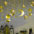 Shining Gold Star Moon Lantern Ramadan Garland EID Decoration Home Happy Ramadan Mubarak Party Banner Hanging Decoration XJ0265