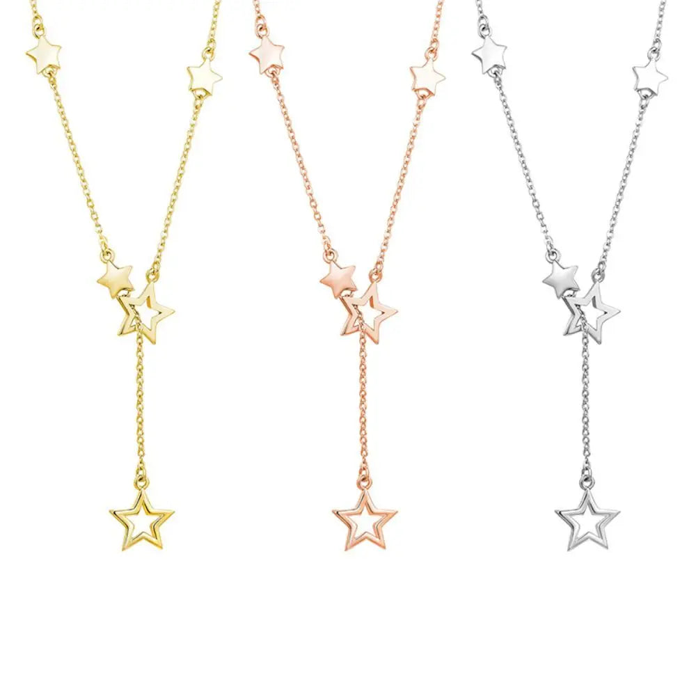 Latest Design Moon and Star Fairy Tales Fashion Dainty Adjustable Star Necklace Sterling Silver Necklace