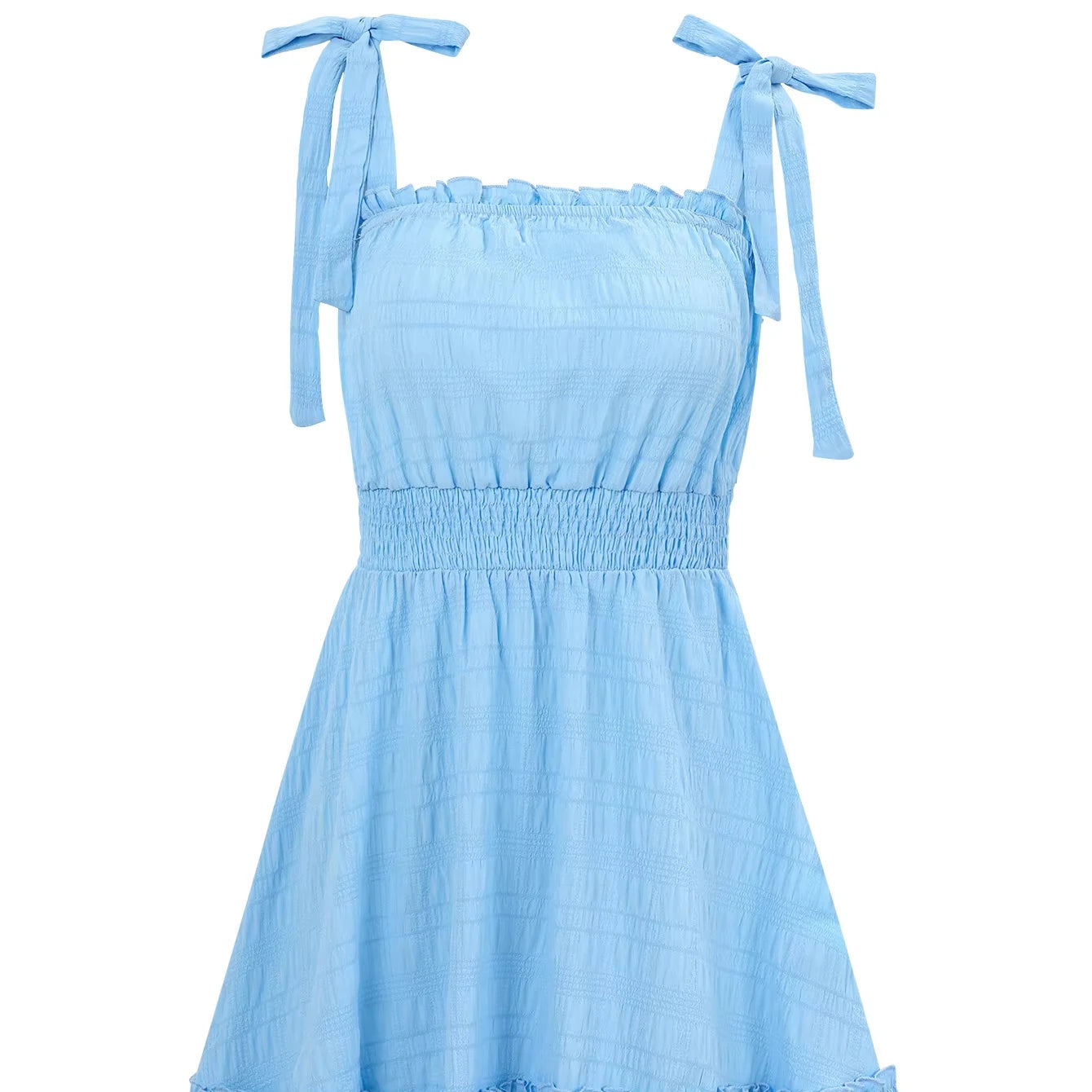 New Stylish A-Line Short Dress Soft Fabric Custom Print Smocking Tube Top STRAP DRESS