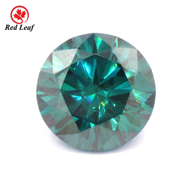 Redleaf Wholesale Round Cut Emerald Green VVS Moissanite Loose Synthetic Diamond Gemstones for Jewelry Making