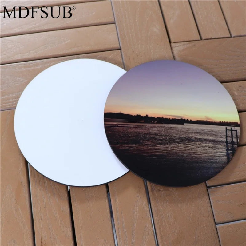 MDFSUB High Quality 6mm Thick Circle Sublimation Mdf Placemats Round Shape 38cm Sublimation Blank Mdf Placemat with Cork Back
