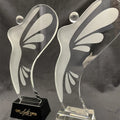 PUJIANG Customized Butterfly Shaped Award Woman Angel Wing K9 Crystal Engraved Trophy Love Theme UV Printing Zhejiang Origin