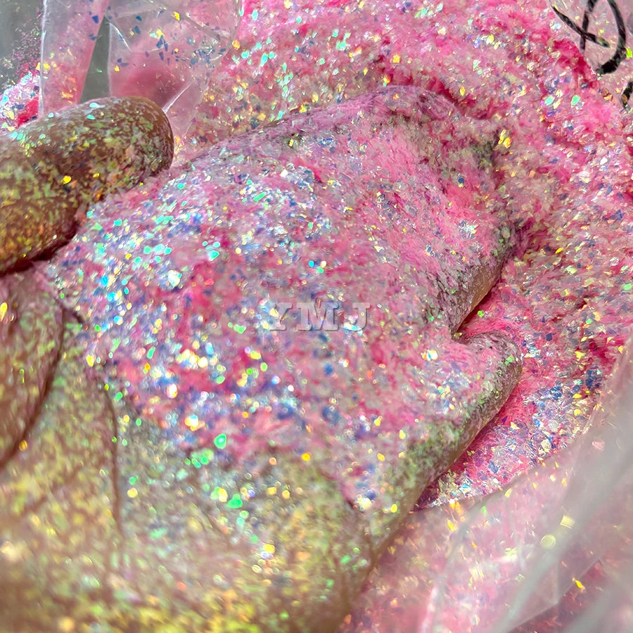 Iridescent Mylar Flakes 2*2 Dreamy Pastel Neon Glitter Flakes for DIY Nail Art Resin Crafts Slime Tumbler Christmas Decorations MegaBDM