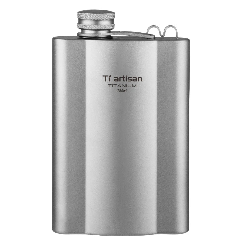 Ultralight 180ml/6.1 Fl Oz Titanium Hip Flask Leakproof Portable Pocket Flask Canteen for Camping & Hiking