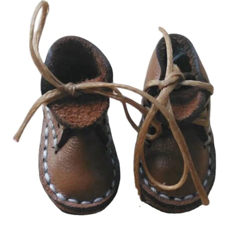 OEM Brown Real Leather Blythe Doll Boots Small DIY Toy in Elegant Style 1:6 Scale ASTM Certified