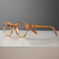 2024 Vintage Retro Small Round Optical Frame Acetate Eyeglasses Solid Striped Design for Men and Women
