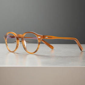 2024 Vintage Retro Small Round Optical Frame Acetate Eyeglasses Solid Striped Design for Men and Women