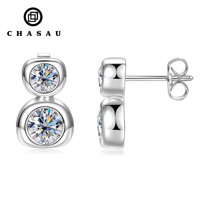 1 Pair of D-Color VVS1 5mm Moissanite Infinity 14K Gold Filled Stud Earrings with GRA Passed Diamond Test