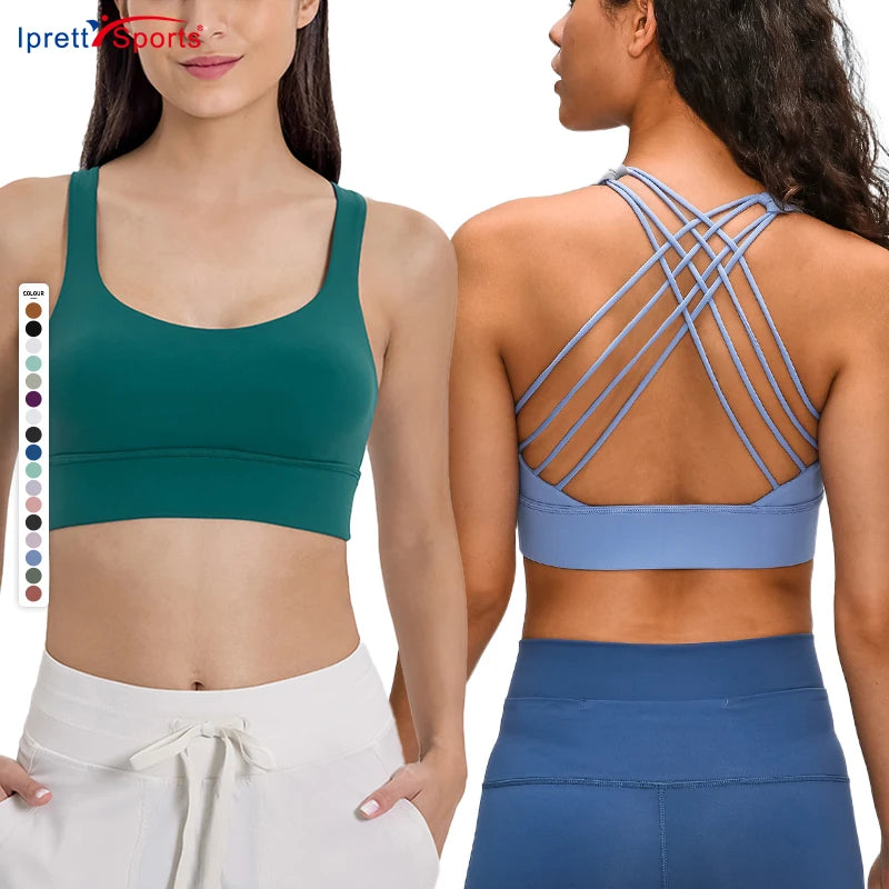 High Quality Yoga Bra Running Training Wear Gym Crop Tops Padded Push up Bra for Women Crisscross Strappy Sports Bra