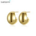 LUOTEEMI Hoop 18K Gold Plated Big Drop Woman Wholesale Trendy Accessory Clip on Fashion Jewelry Earrings