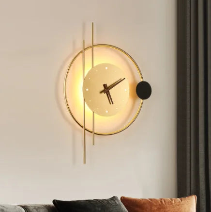 Luxury Clock Wall Lamp Living Room Background TV Aisle Wall  Sconce Nordic Silent Clock Bedroom Bedside Wall Light