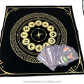 187 X 187 Inches Tarot Altar Cloth for Table Card Spread Reading Full Printing Gold Foil Black Square Velvet Tarot Table Cloth