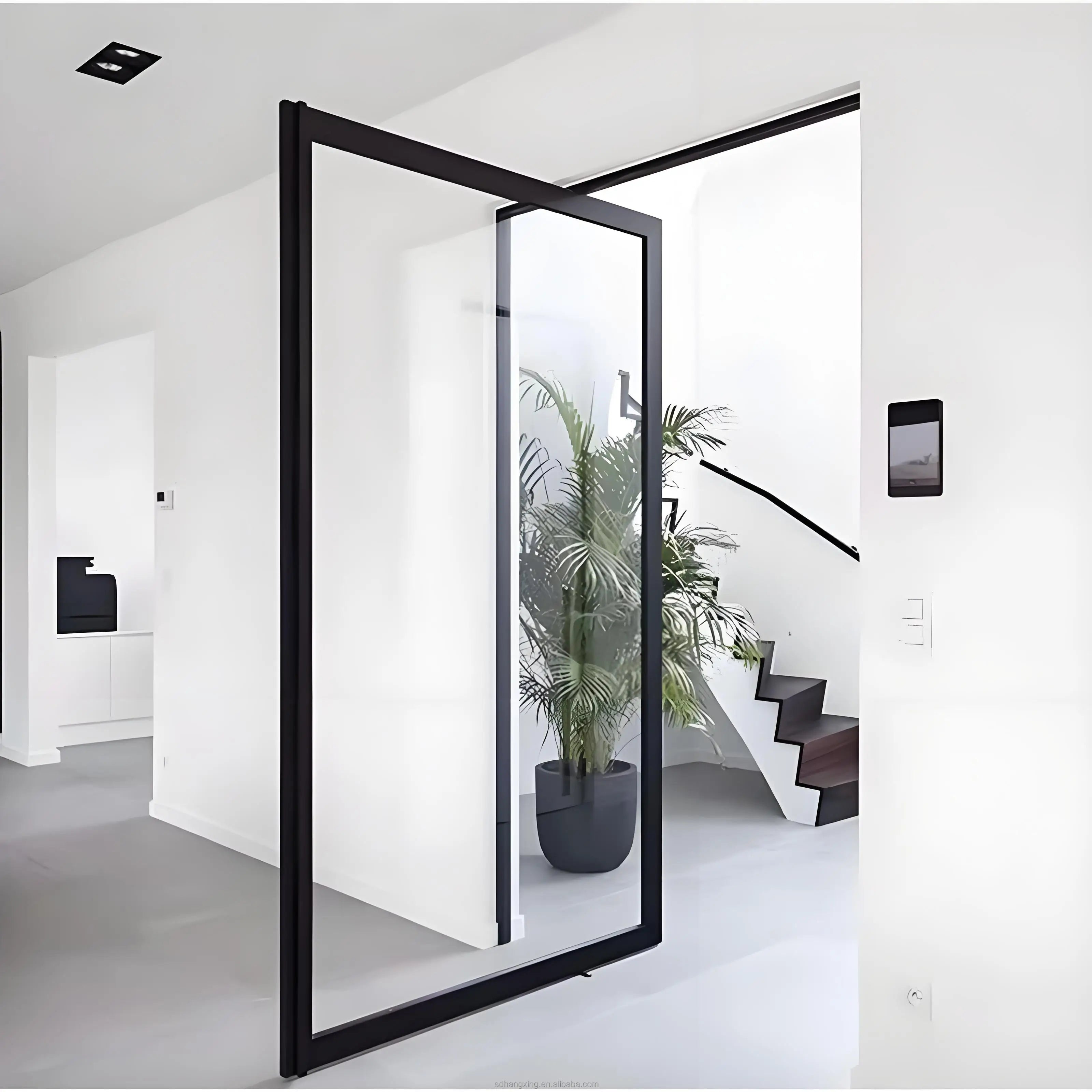 Aluminum Alloy Anti-Theft Waterproof Security Pivot Door with Fiberglass Screen European-style Design for Villa/Hotel Use
