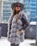 Women's 2021 Winter Coat Faux Rabbit Fur Plaid Pattern Short Length Plus Size Vest with Faux Fox Sleeveless Jacket