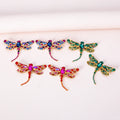 Statement Colorful Gemstone Insect Dragonfly Stud Earrings Exaggerated Rhinestone Crystal Dragonfly Earrings