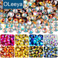 OLeeya Wholesale Crystals Quality Glitter Rhinestone SS6-SS30 Flat Back Non HotFix Glass Flatback Nail Rhinestones for Nail Art