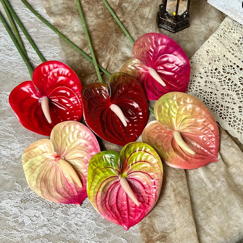 Real Touch Anthurium New Product Ideas Latex Real Touch Single Branch Artificial Flowers Bulk Wedding Home Decoration