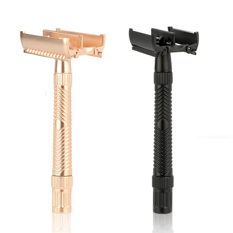 Butterfly Open Safety razor Gold Color Plastic Free Men's Shaving razor Good Quality Zinc Alloy Handle