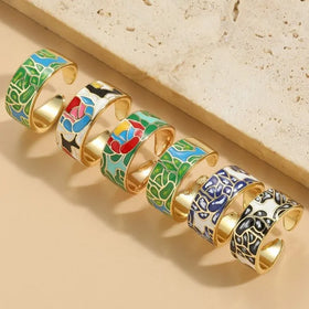 Fashionable Trendy New Totem Brass Ring 14k Gold-plated Personalized Design Geometric Shape Jewelry Ring