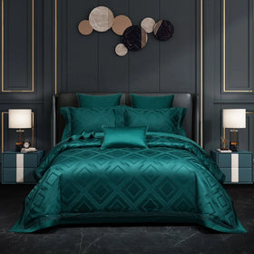 ODM/OEM Cotton Jacquard Brown Comforter Cover king Size Green Bed Sheets Home Textile Bedding Set Wholesaler