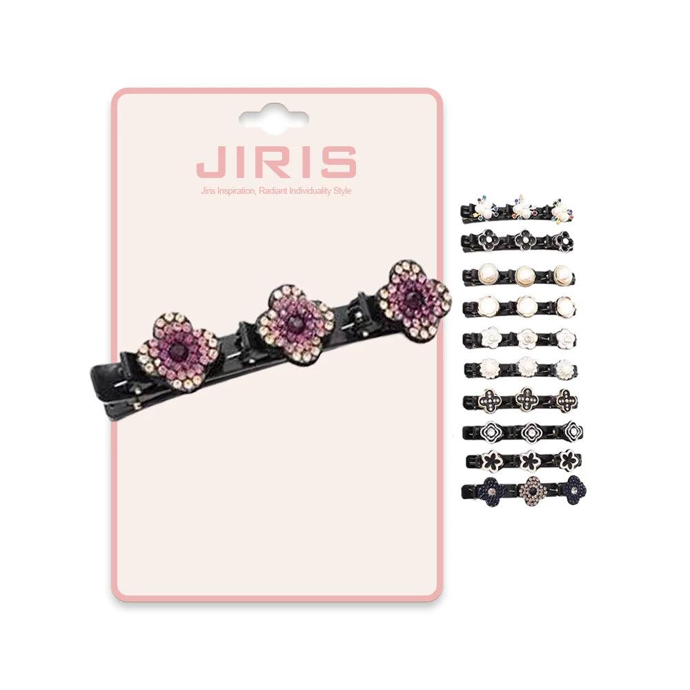 JIRIS Hot Sale Pearl Ins in Stock Sparkling Crystal Flower Star Stone Braided Hair Clips for Women Girls Hair Decoration