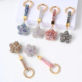 New Arrival Full Diamond Star Shape Pendant Key Chain Fashion Zircon Crystal Car Schoolbag Keychain for Girl