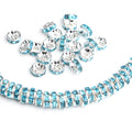 Wholesale 6/8mm Metal Lake Blue Crystal Rhinestone Rondelle Spacer Loose Beads DIY Jewelry Making