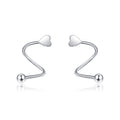 Fashion Jewelry for Women 925 Sterling Silver Heart Barbell Twist Cartilage Heart Stud Earrings
