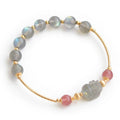 Healing Stone Jewelry Trendy 14k Gold Plated Moonstone Pixiu Charm Bracelet Gold Plating Pixu