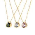 Factory Supplier Minimalist Inspired Oval Pendant Gemstone Rhinestone Zircon Stainless Steel CZ Stone Necklaces for Women