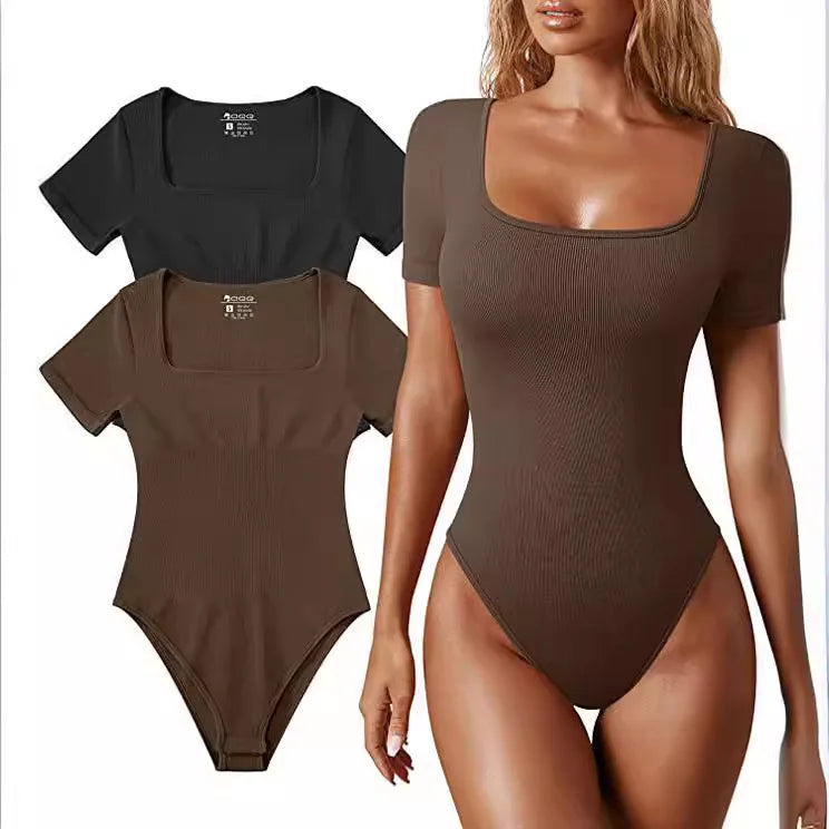 Women Jumpsuit Rib Short Sleeve Sexy Sports Jumpsuit