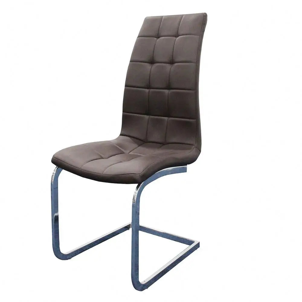 Modern Design Chromed Bow Metal Legs Dining Chair Durable PU Leather for Restaurant Kitchen Home Furniture Apartment Use